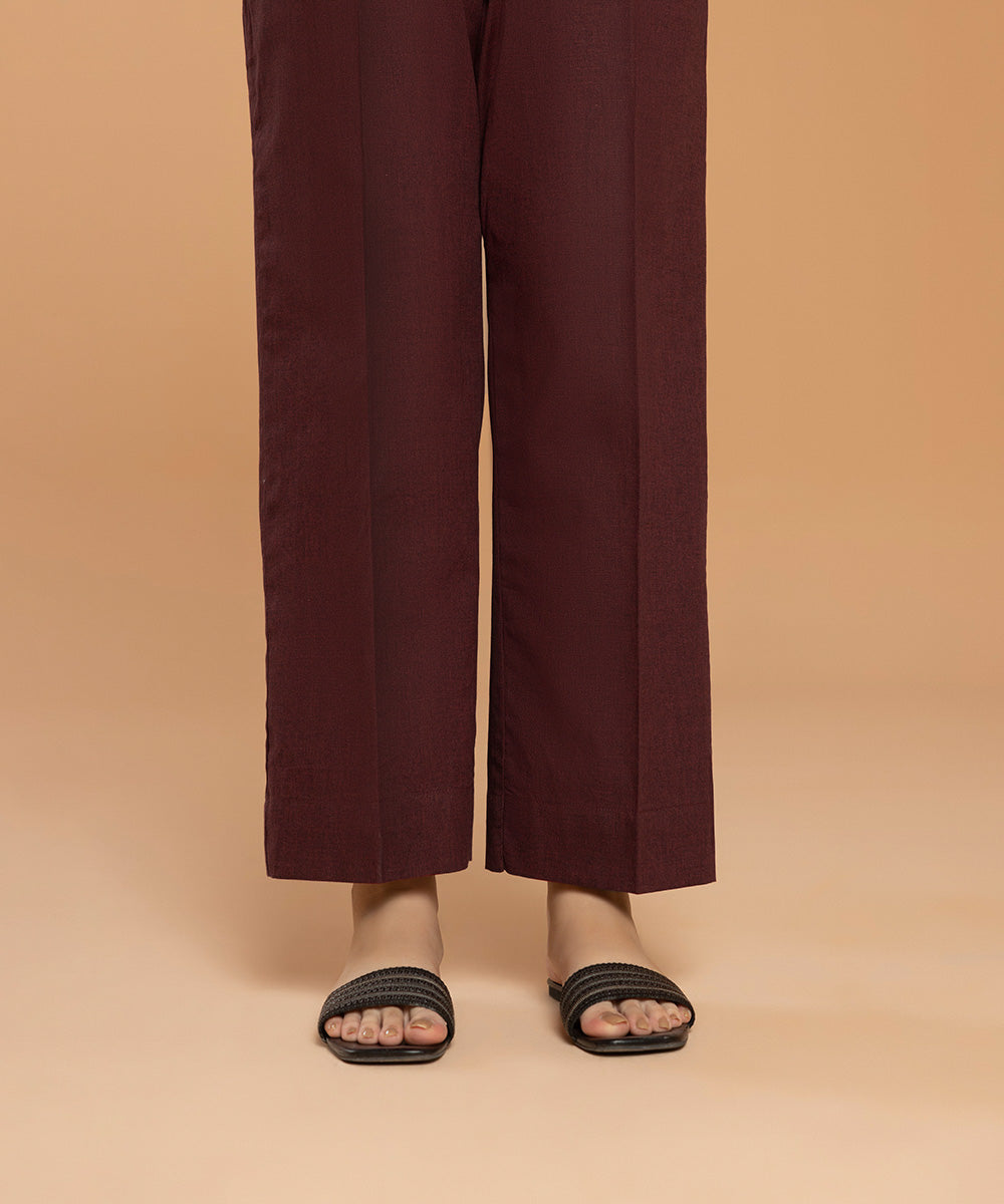 Sapphire - Solid Cotton Straight Pants