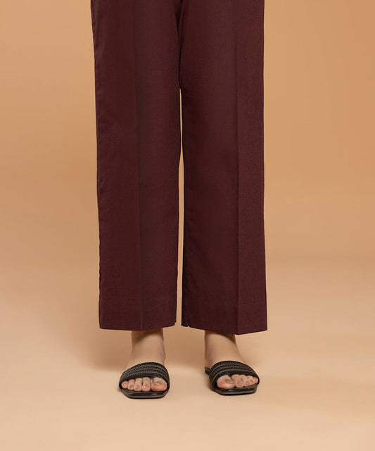 Sapphire - Solid Cotton Straight Pants