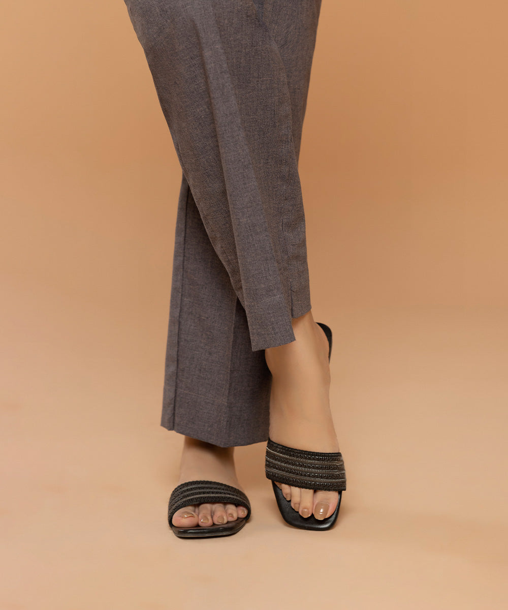 Sapphire - Solid Cotton Straight Pants