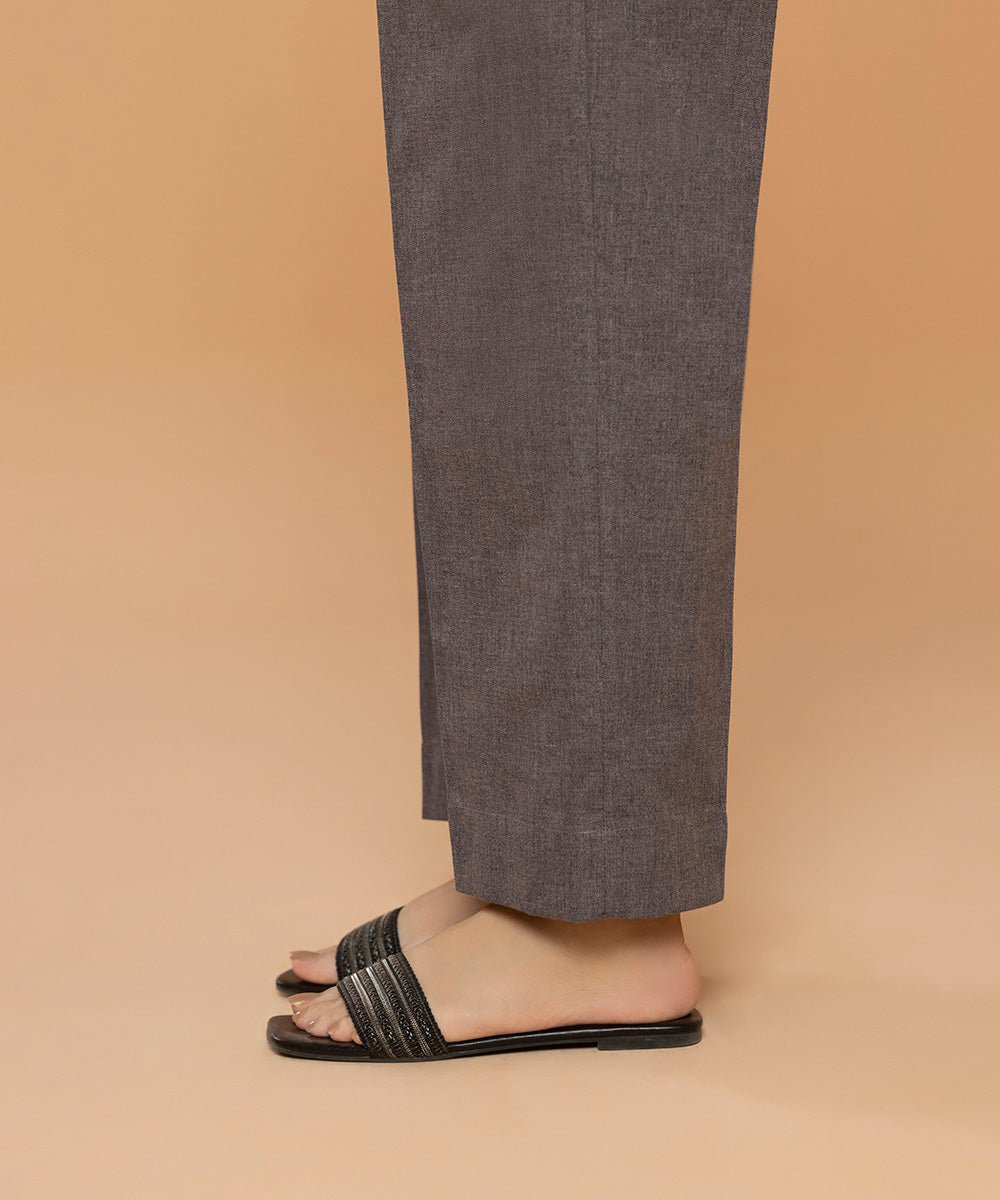 Sapphire - Solid Cotton Straight Pants