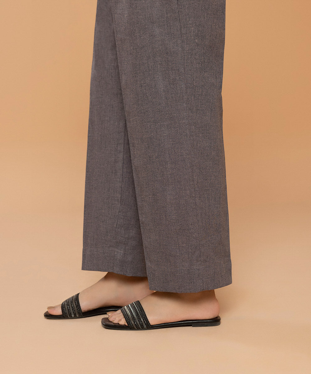 Sapphire - Solid Cotton Straight Pants