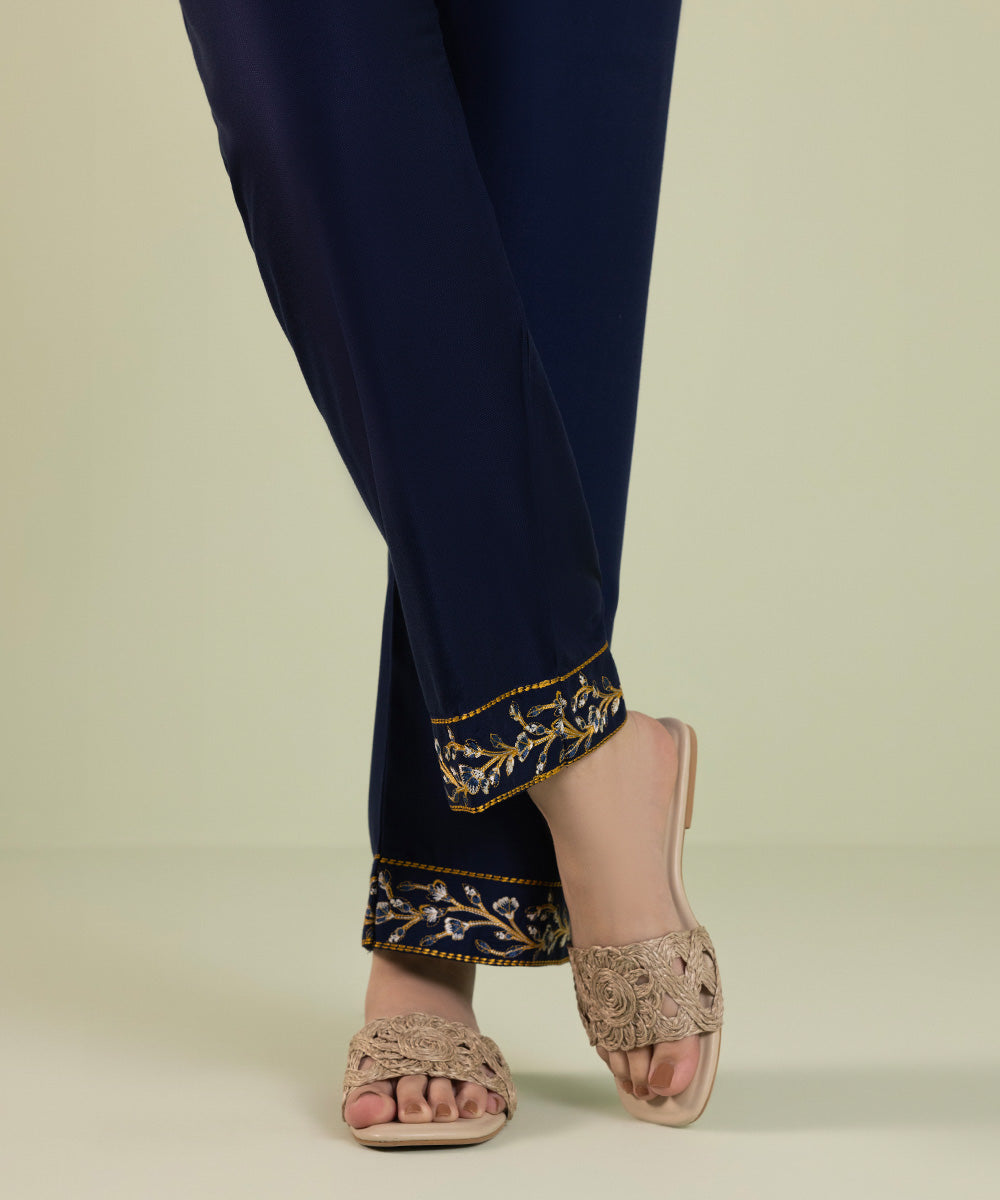 Sapphire - Embroidered Cottel Straight Pants