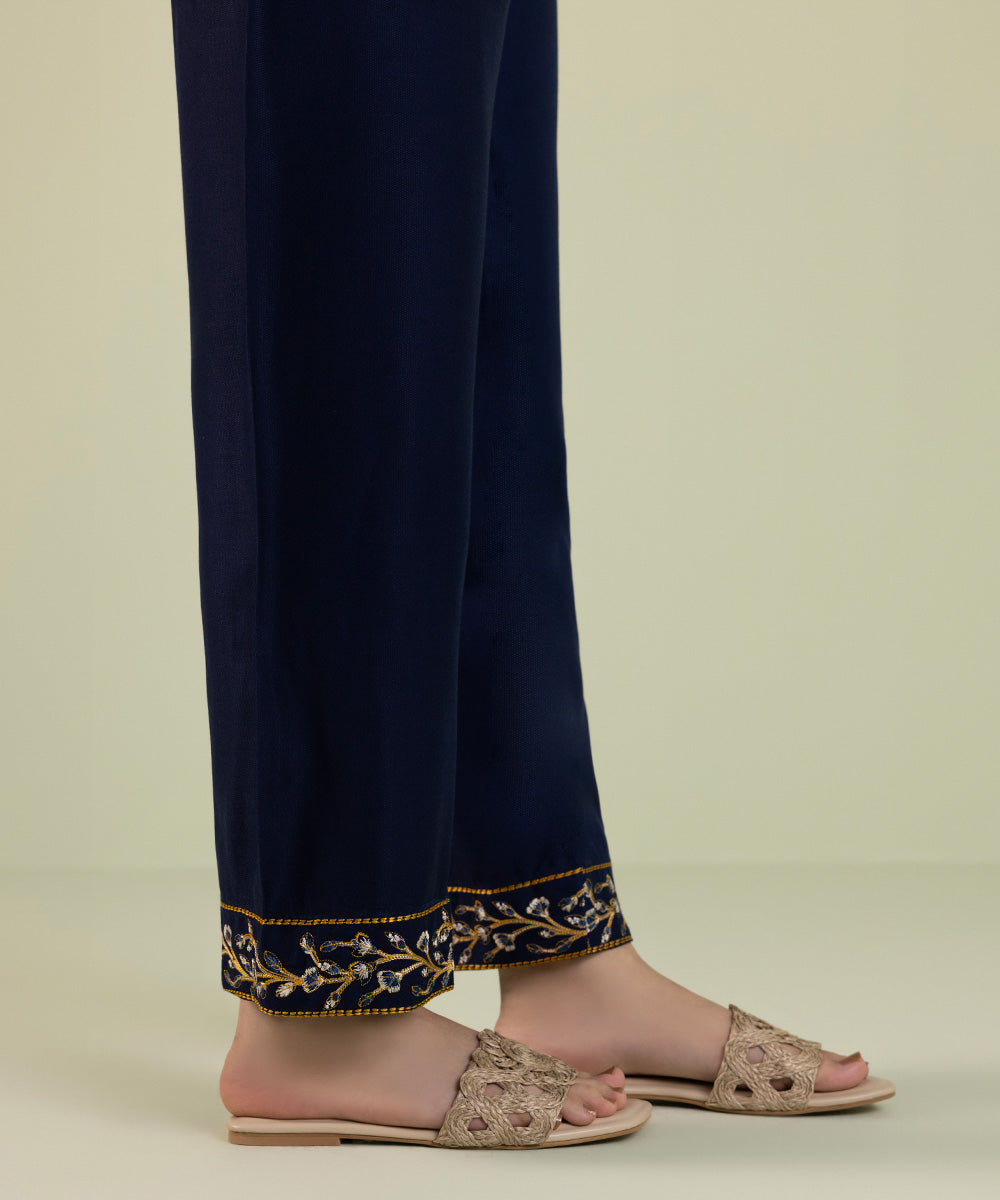 Sapphire - Embroidered Cottel Straight Pants