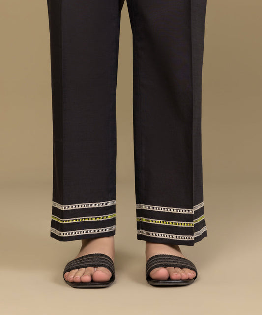 Sapphire - Embroidered Cambric Straight Pants