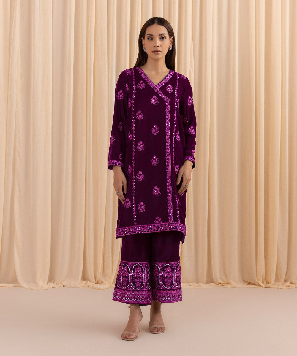 Sapphire - 2 Piece - Embroidered Velvet Suit