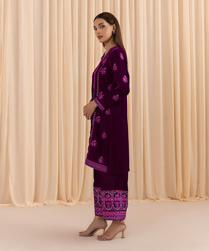 Sapphire - 2 Piece - Embroidered Velvet Suit