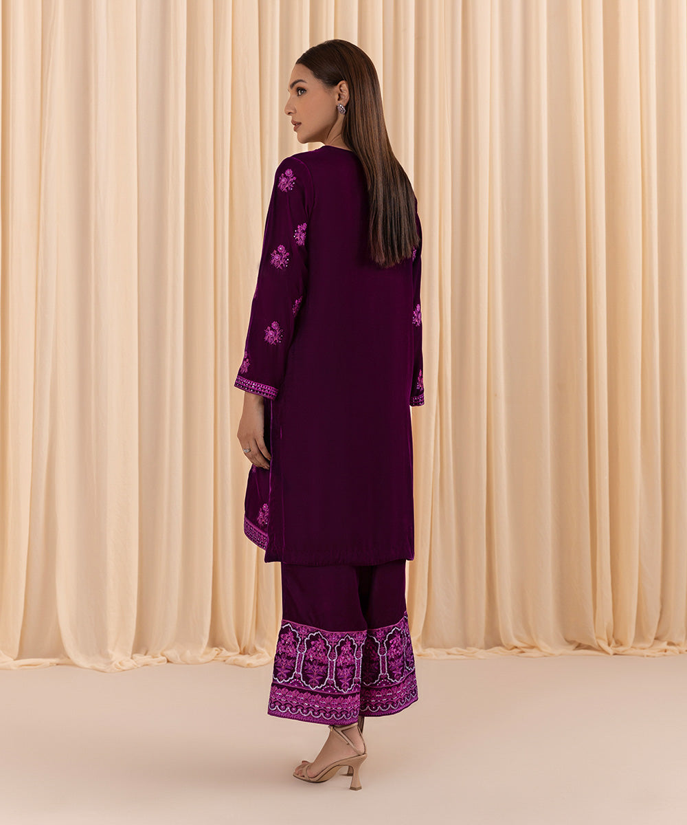 Sapphire - 2 Piece - Embroidered Velvet Suit