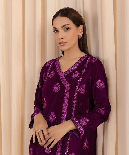 Sapphire - 2 Piece - Embroidered Velvet Suit