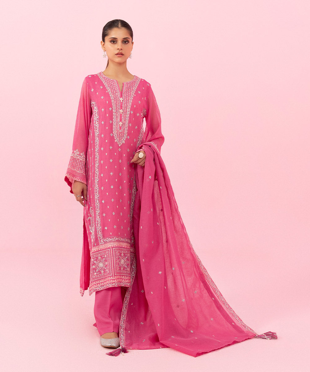 Sapphire - 3 Piece - Embroidered Khaddi Net Suit