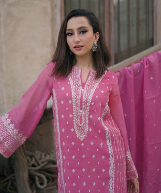 Sapphire - 3 Piece - Embroidered Khaddi Net Suit