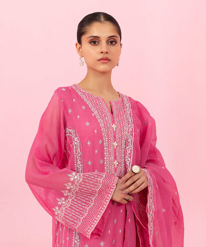 Sapphire - 3 Piece - Embroidered Khaddi Net Suit