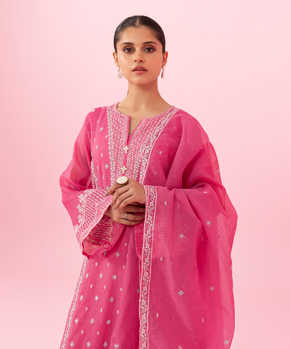 Sapphire - 3 Piece - Embroidered Khaddi Net Suit
