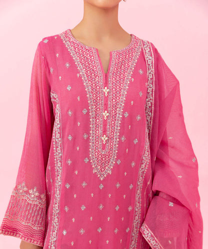 Sapphire - 3 Piece - Embroidered Khaddi Net Suit