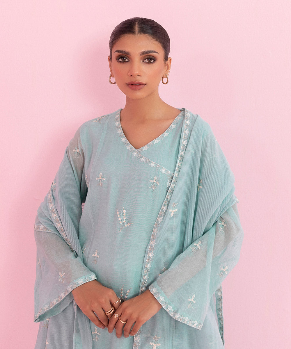 Sapphire - 3 Piece - Embroidered Khaddi Net Suit