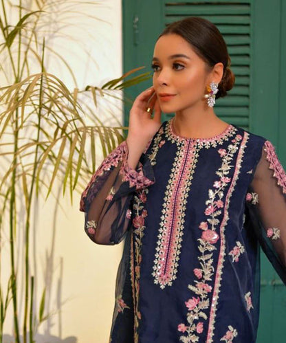 Sapphire - 3 Piece - Embroidered Organza Suit
