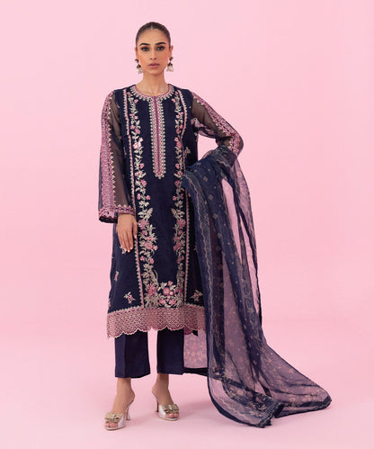 Sapphire - 3 Piece - Embroidered Organza Suit