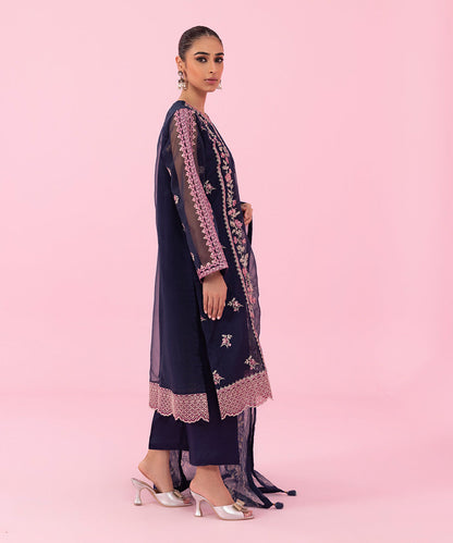 Sapphire - 3 Piece - Embroidered Organza Suit