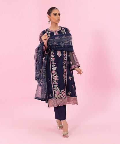 Sapphire - 3 Piece - Embroidered Organza Suit