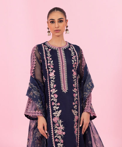 Sapphire - 3 Piece - Embroidered Organza Suit