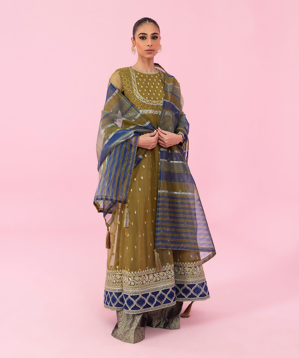 Sapphire - 2 Piece - Embroidered Organza Suit