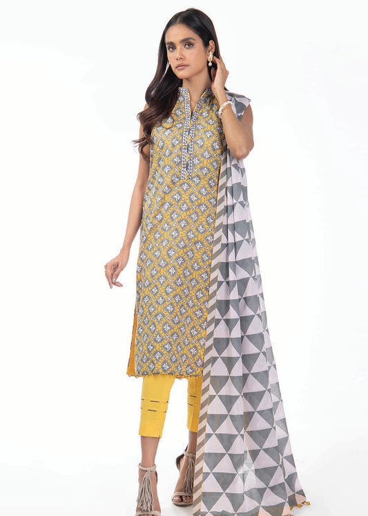 Three Piece Printed Lawn Suit With Lawn Dupatta