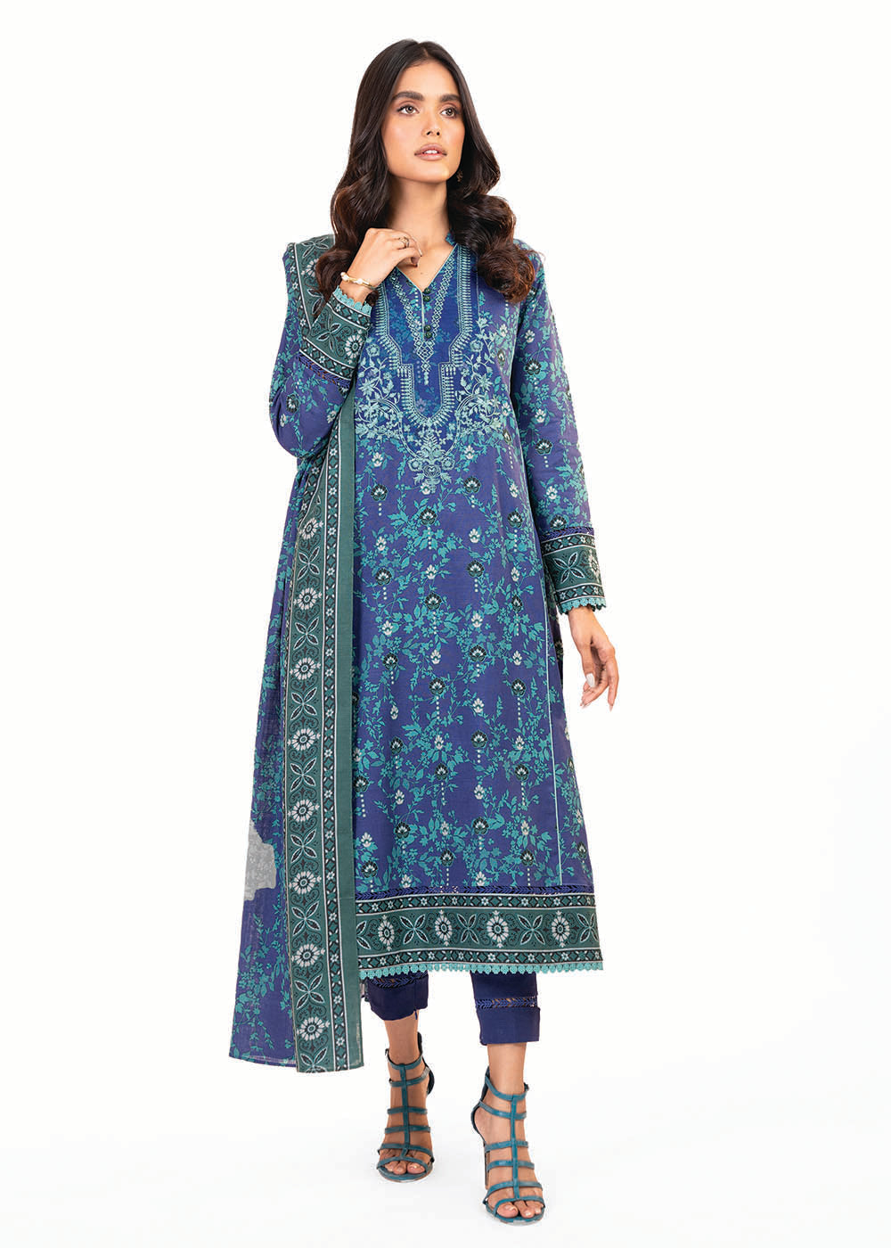 3 Pc Printed Lawn Suit With Lawn Dupatta