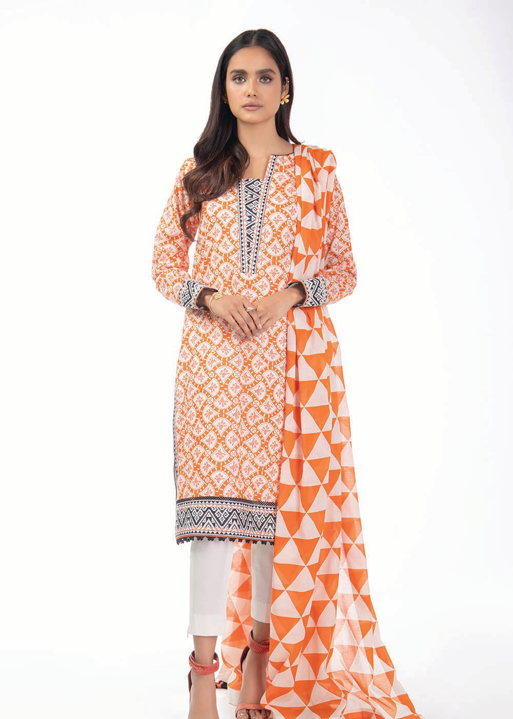 Three Piece Printed Lawn Suit With Lawn Dupatta