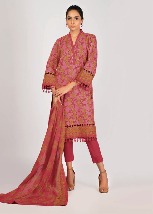 3 Pc Printed Lawn Suit With Lawn Dupatta