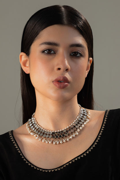 SILVER PLATED KUNDAN CHOKER