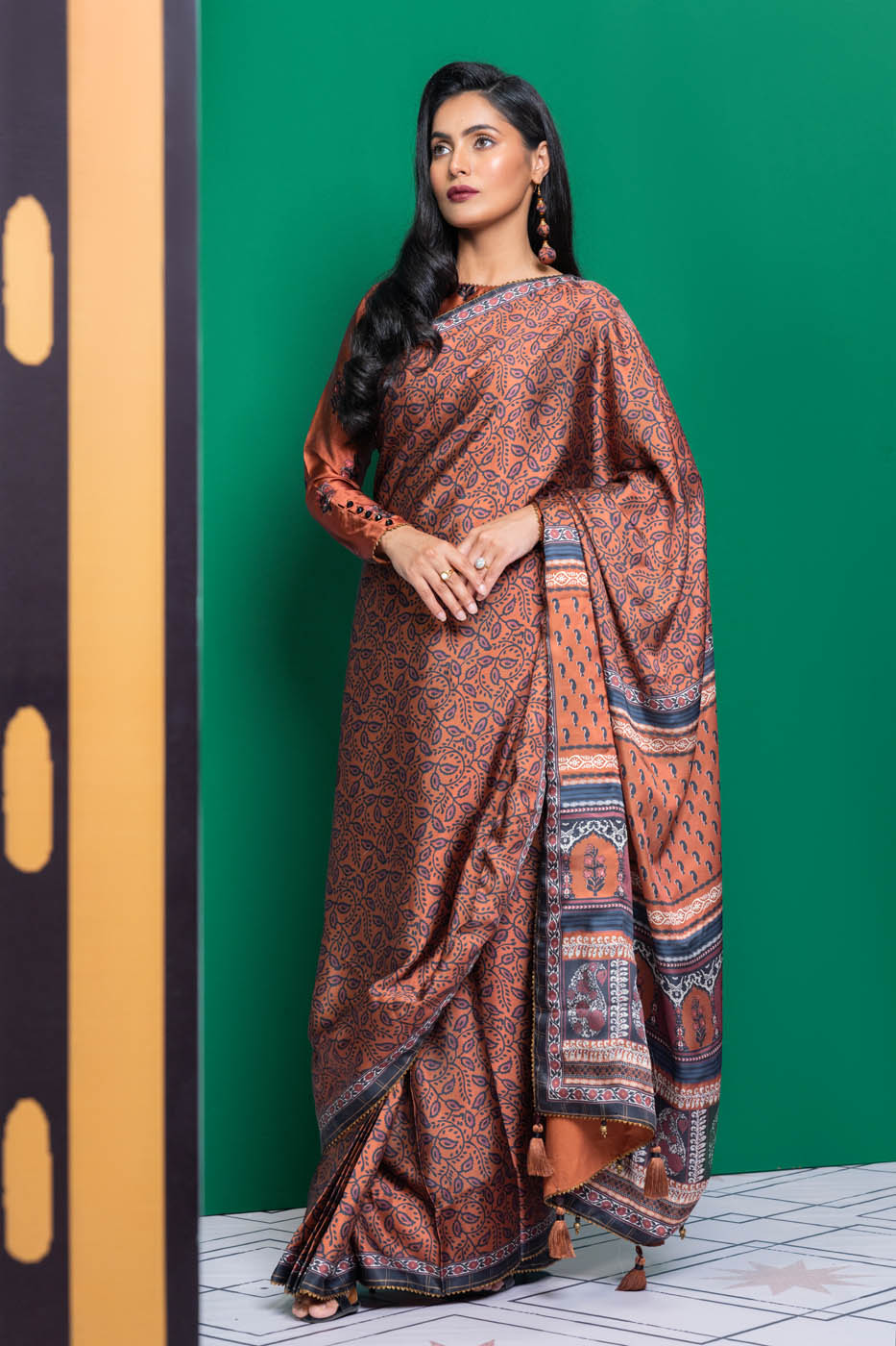 Printed Chamois Silk Saari