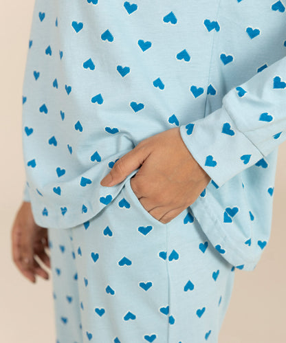 Sapphire - Heart Printed Jersey Pj Set