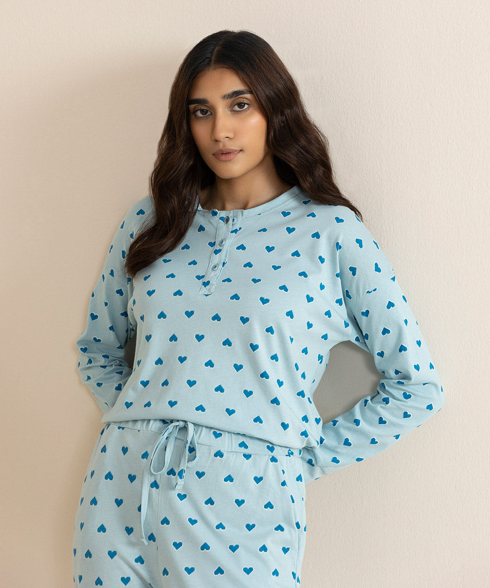 Sapphire - Heart Printed Jersey Pj Set