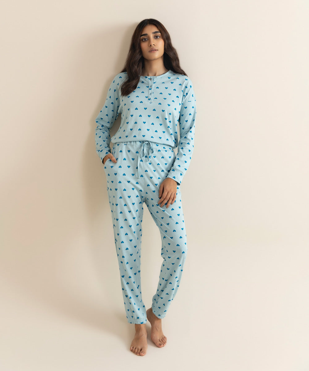 Sapphire - Heart Printed Jersey Pj Set