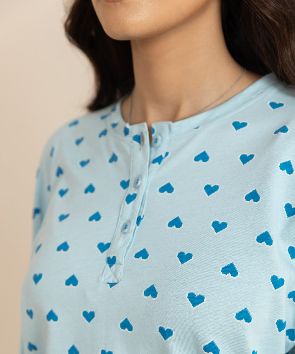 Sapphire - Heart Printed Jersey Pj Set