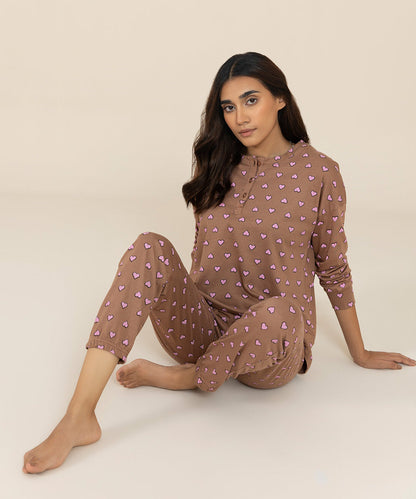 Sapphire - Heart Printed Jersey Pj Set