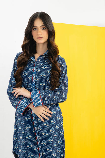 2 Pc Printed Cambric Suit With Cambric Trouser