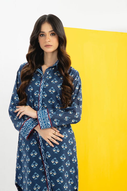 2 Pc Printed Cambric Suit With Cambric Trouser