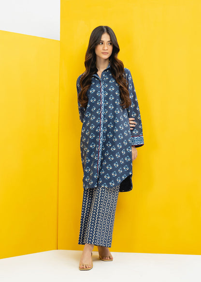 2 Pc Printed Cambric Suit With Cambric Trouser