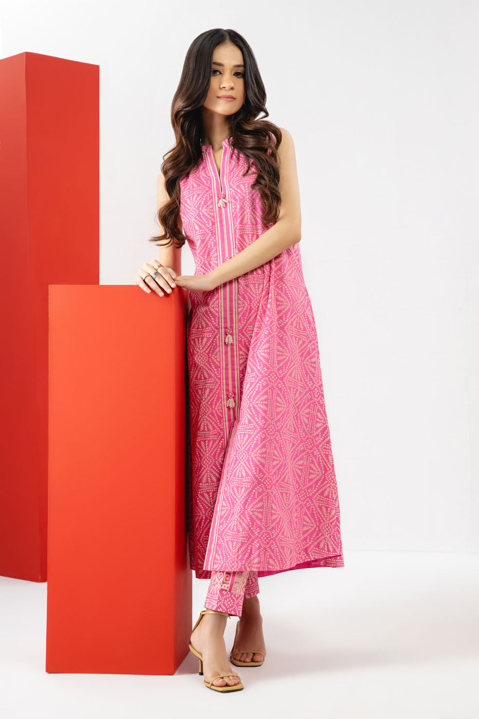 2 Pc Printed Cambric Suit With Cambric Trouser