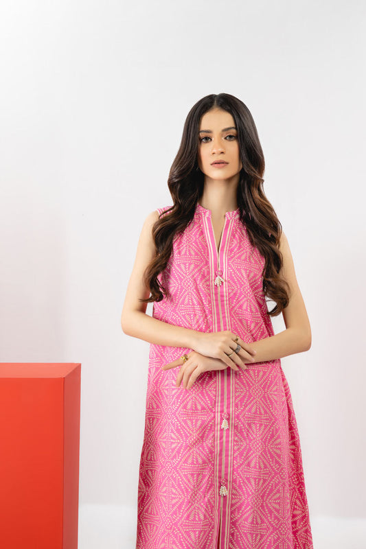 2 Pc Printed Cambric Suit With Cambric Trouser
