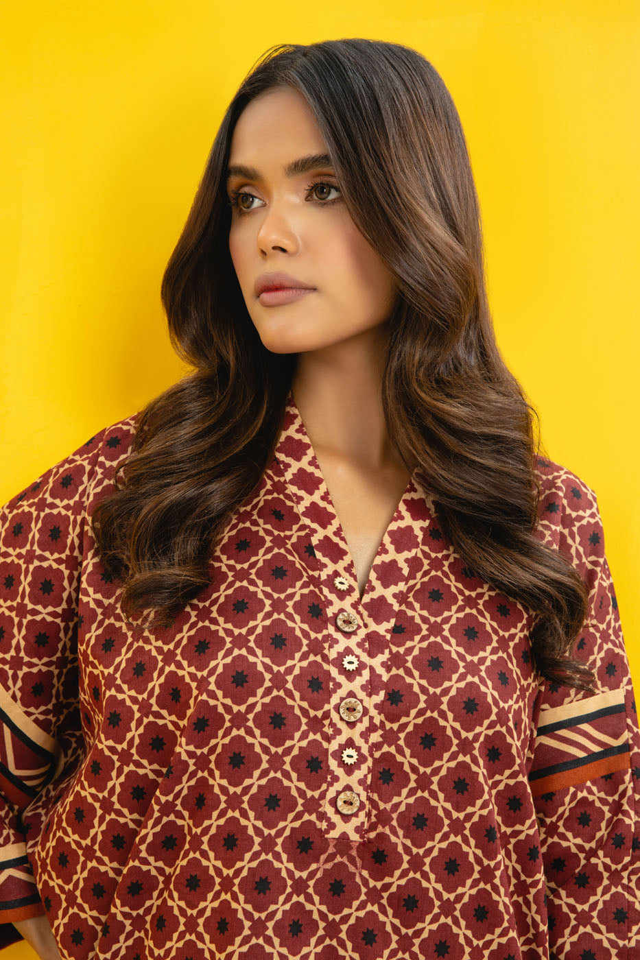 2 Pc Printed Cambric Suit With Cambric Trouser