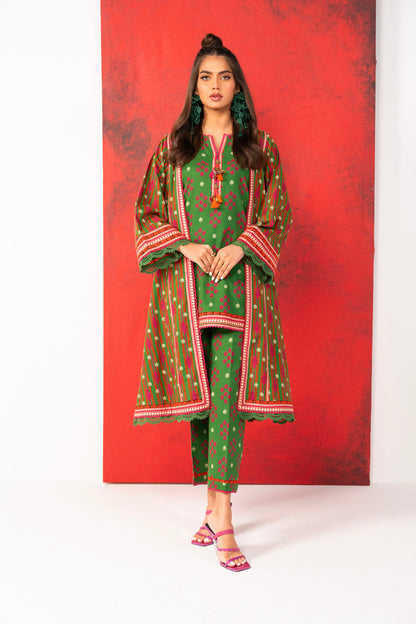 2 Pc Printed Khaddar Shirt With Khaddar Trouser