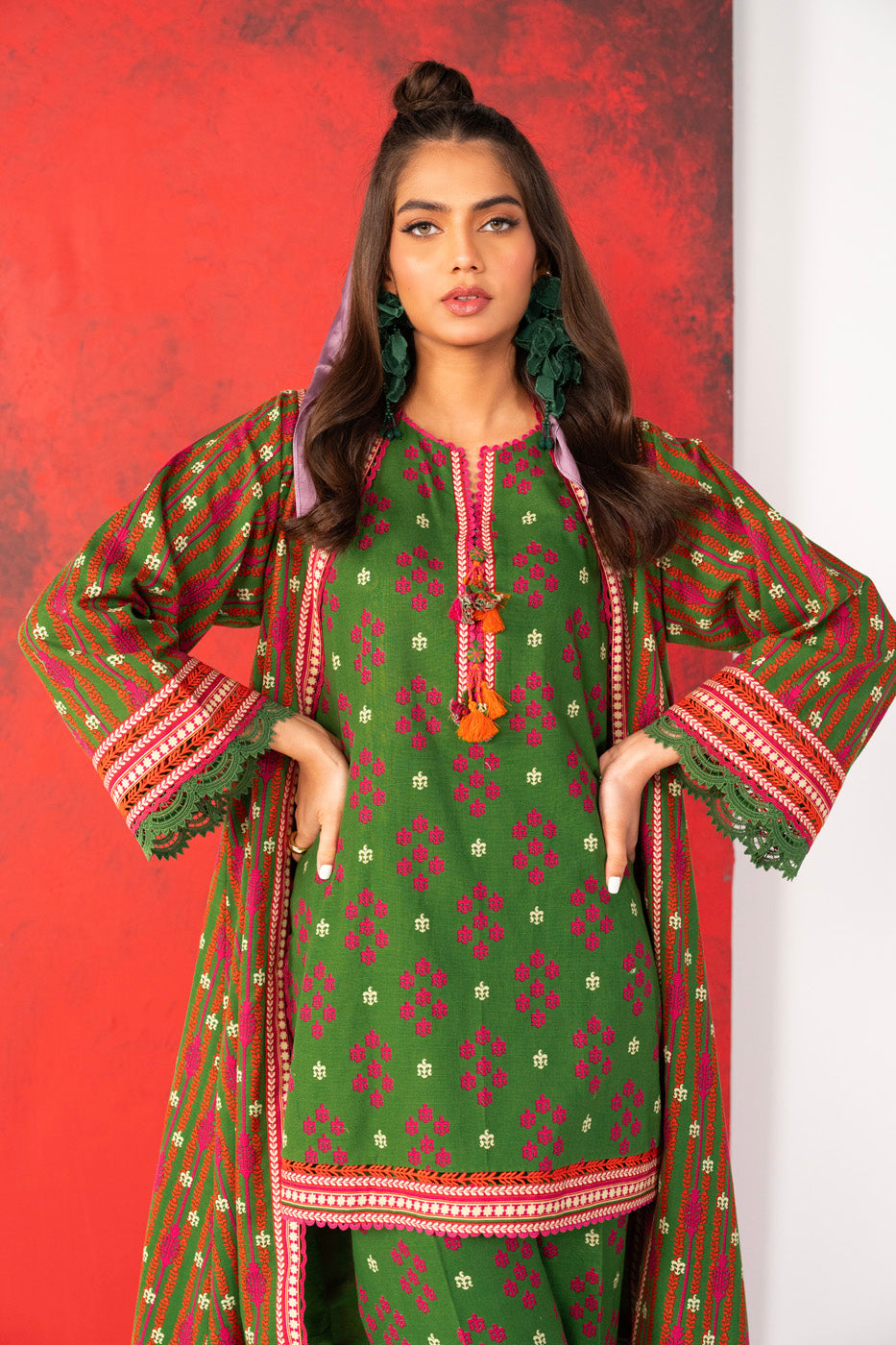 2 Pc Printed Khaddar Shirt With Khaddar Trouser