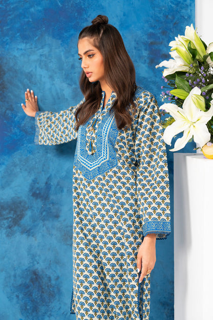 2 Pc Printed Khaddar Shirt With Khaddar Trouser