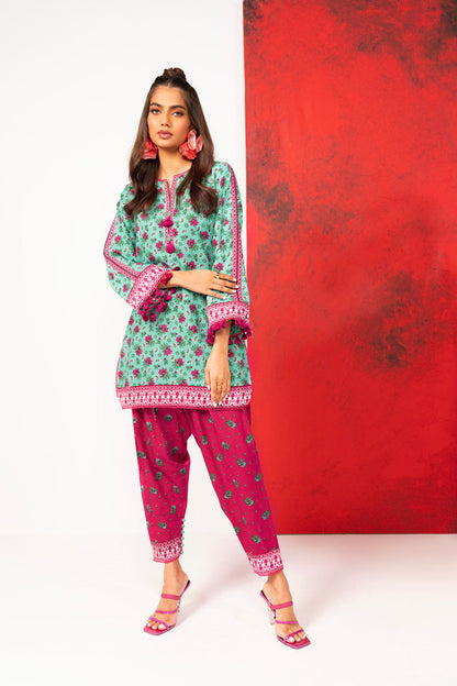 2 Pc Printed Khaddar Shirt With Khaddar Trouser