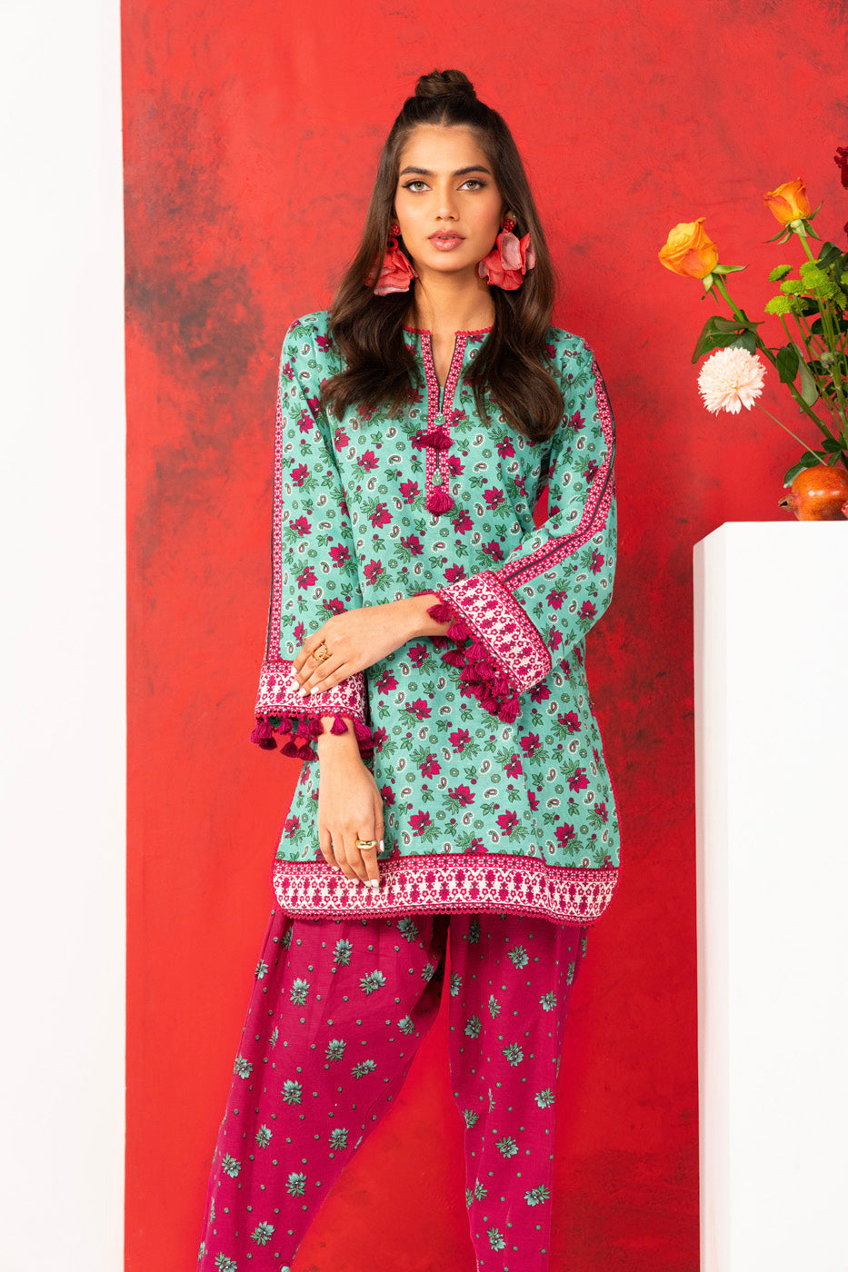 2 Pc Printed Khaddar Shirt With Khaddar Trouser