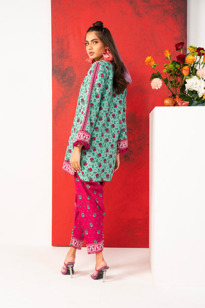 2 Pc Printed Khaddar Shirt With Khaddar Trouser