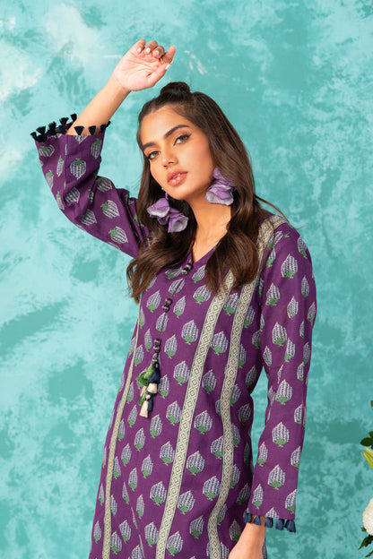 2 Pc Printed Khaddar Shirt With Khaddar Trouser