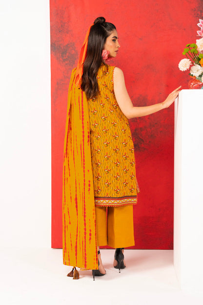 2 Pc Printed Khaddar Shirt With Khaddar Dupatta