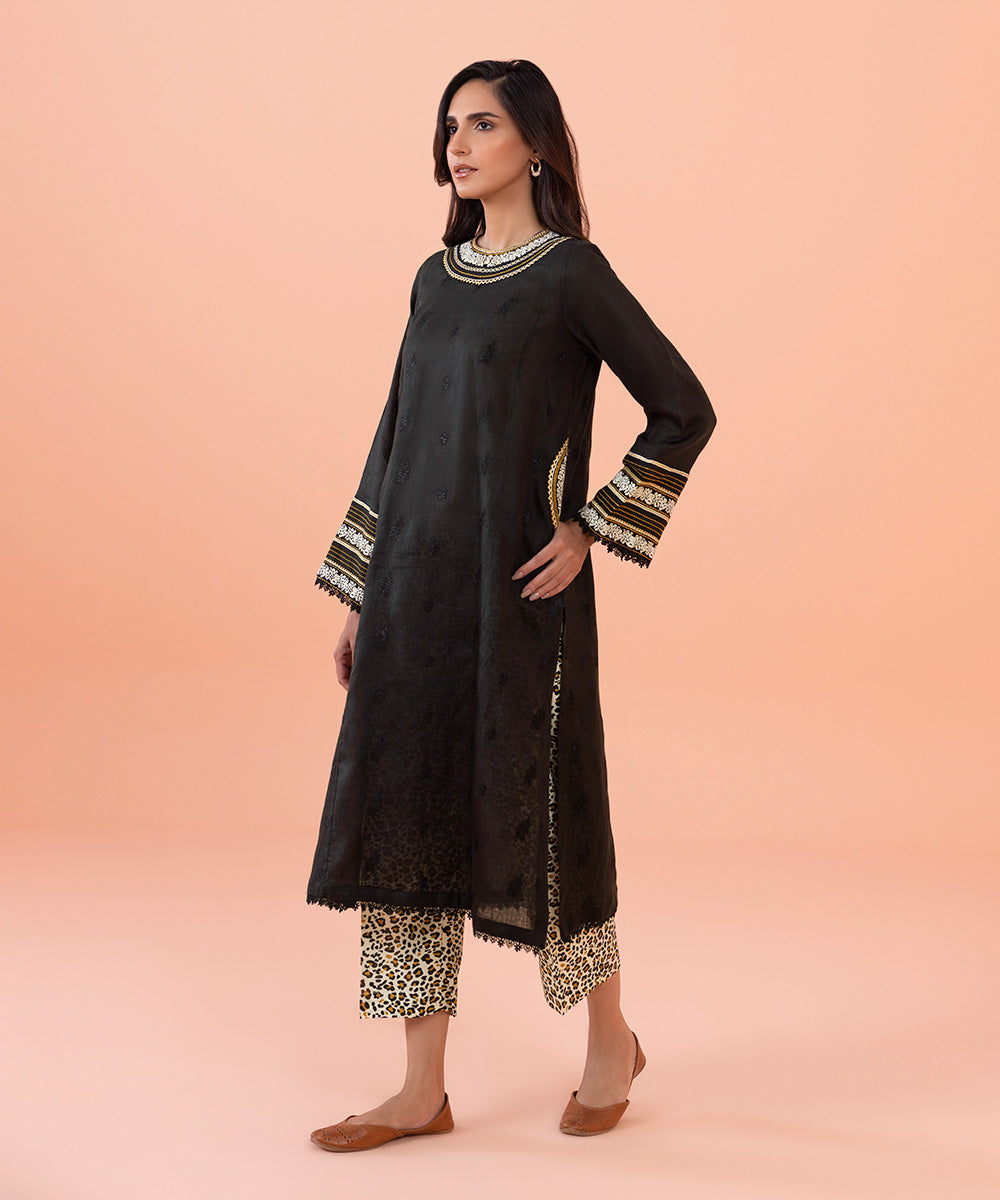 Sapphire - 2 Piece - Embroidered Cotton Linen Suit